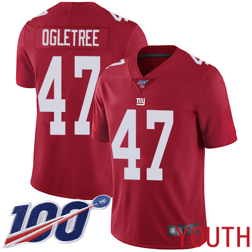Youth New York Giants 47 Alec Ogletree Red Limited Red Inverted Legend 100th Season Football NFL Jersey